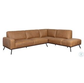 Brandi Camel Leather RAF Chaise Sectional