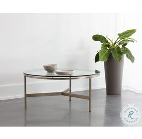Flato Antique Brass And Clear Glass Coffee Table