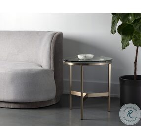 Flato Antique Brass And Clear Glass End Table
