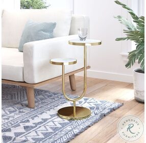 Marc White And Gold Side Table