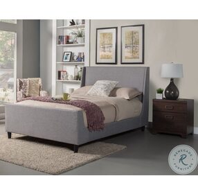 Amber Gray Linen King Upholstered Panel Bed