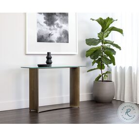 Denver Clear And Antique Brass Console Table