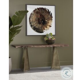 Mickey Smoke Brown And Antique Brass Console Table