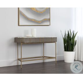 Mauro Gray And Antique Brass Console Table
