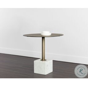 Kata Antique Brass And White Dining Table