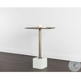 Kata Antique Brass And White Bar Table