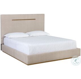 Danbury Naya Check Cream Upholstered Panel Bedroom Set