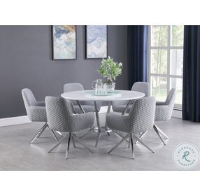 Abby White And Chrome Dining Table