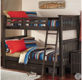 Highlands Harper Espresso Youth Bunk Bedroom Set With Two Storage Units and Hanging Tray