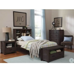 Highlands Espresso Bookcase Twin Panel Bed