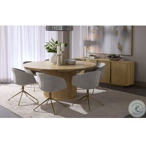 Kalla Natural And Brushed Gold Round Dining Table
