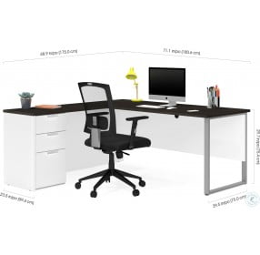 Pro Concept Plus White and Deep Grey Metal Leg L Desk