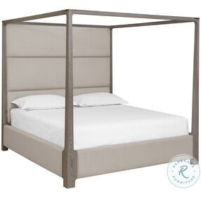 Danette Zenith Taupe Gray Upholstered Canopy Bedroom Set