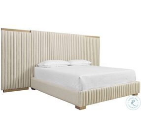Tarrant Monument Oatmeal Wall Panel Upholstered Platform Bedroom Set