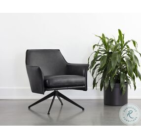 Crosby Alpine Black Swivel Lounge Chair