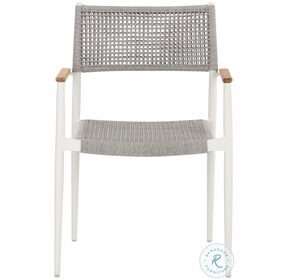 Nava White Stackable Outdoor Dining Arm Chair Set of 2