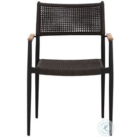 Nava Black Stackable Outdoor Dining Arm Chair Set of 2