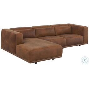 Beau Aged Cognac Leather LAF Chaise Sectional