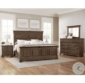Heritage Cobblestone Oak Queen Mansion Bed With Decorative Side Rails