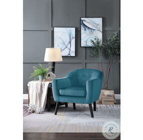Quill Blue Velvet Accent Chair