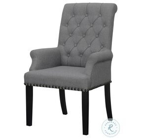 Phelps Grey and Rustic Espresso Arm Chair