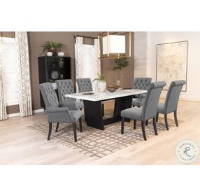 Osborne Rustic Espresso And White Marble Top Dining Table