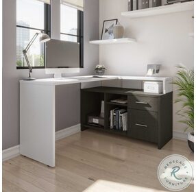 Equinox White And Deep Grey 56" L Shaped Desk