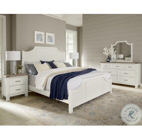 Maple Road Soft White Queen Scalloped Panel Bed