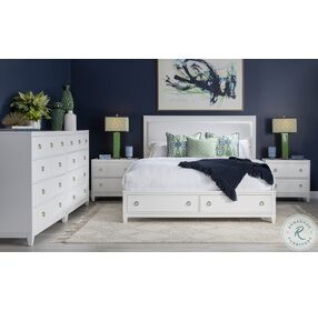 Summerland Pure White King Upholstered Panel Storage Bed