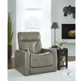 Benndale Gray Power Recliner With Adjustable Headrest