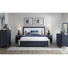 Summerland Inkwell Blue California King Upholstered Panel Bed