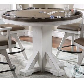 La Sierra Grey And White Round Counter Height Game Table Set