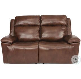 Chance Light Brown Leather Power Reclining Loveseat With Power Headrest And Footrest