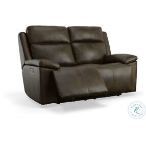 Chance Dark Brown Leather Power Reclining Loveseat With Power Headrest And Footrest