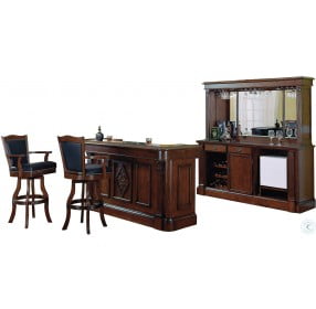 Monticello Distressed Walnut Back Bar with Hutch