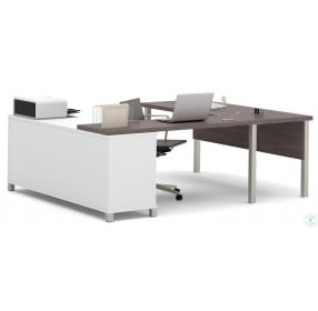 Pro-Linea White & Bark Grey U-Desk