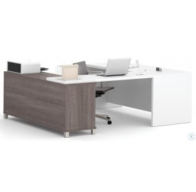 Pro-Linea Bark Grey & White U-Desk