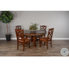 Santa Fe Dark Chocolate 60" Round Counter Height Dining Table With Lazy Susan