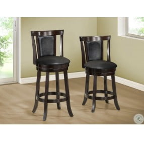 1288 Black and Cappuccino Wood 39" Swivel Counter Stool Set of 2
