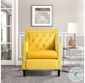 Grazioso Yellow Velvet Accent Chair