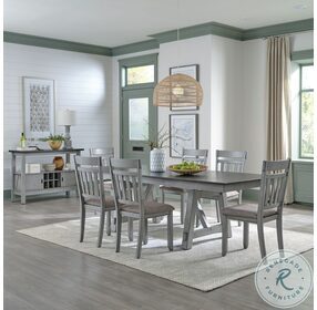 Newport Smokey Gray And Carbon Gray Trestle Extendable Dining Table