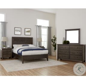 Passageways Charleston Brown Queen Louvered Panel Bed With Low Profile Footboard