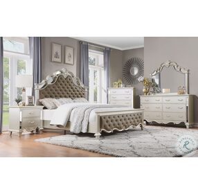 Ever Champagne Queen Upholstered Panel Bed