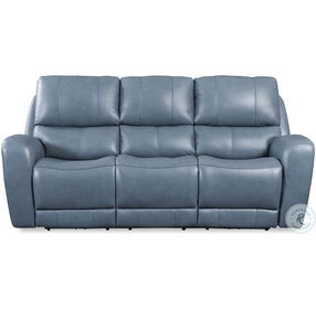 Bel Air Blue Leather Dual Power Reclining Living Room Set
