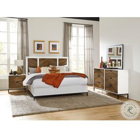 Oslo White And Walnut Queen Panel Bed