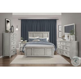Providence Antique White King Panel Low Profile Bed