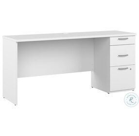 Logan Pure White 65" Home Office Set Desk with Drawers
