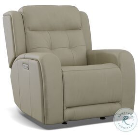 Grant Beige Leather Power Gliding Recliner With Power Headrest And Footrest