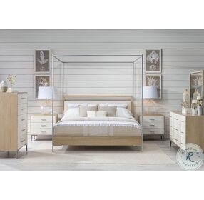 Biscayne Malabar And Cream King Upholstered Canopy Bed