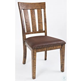 Cannon Valley Distressed Medium Brown Slat Back Side Chair Set of 2